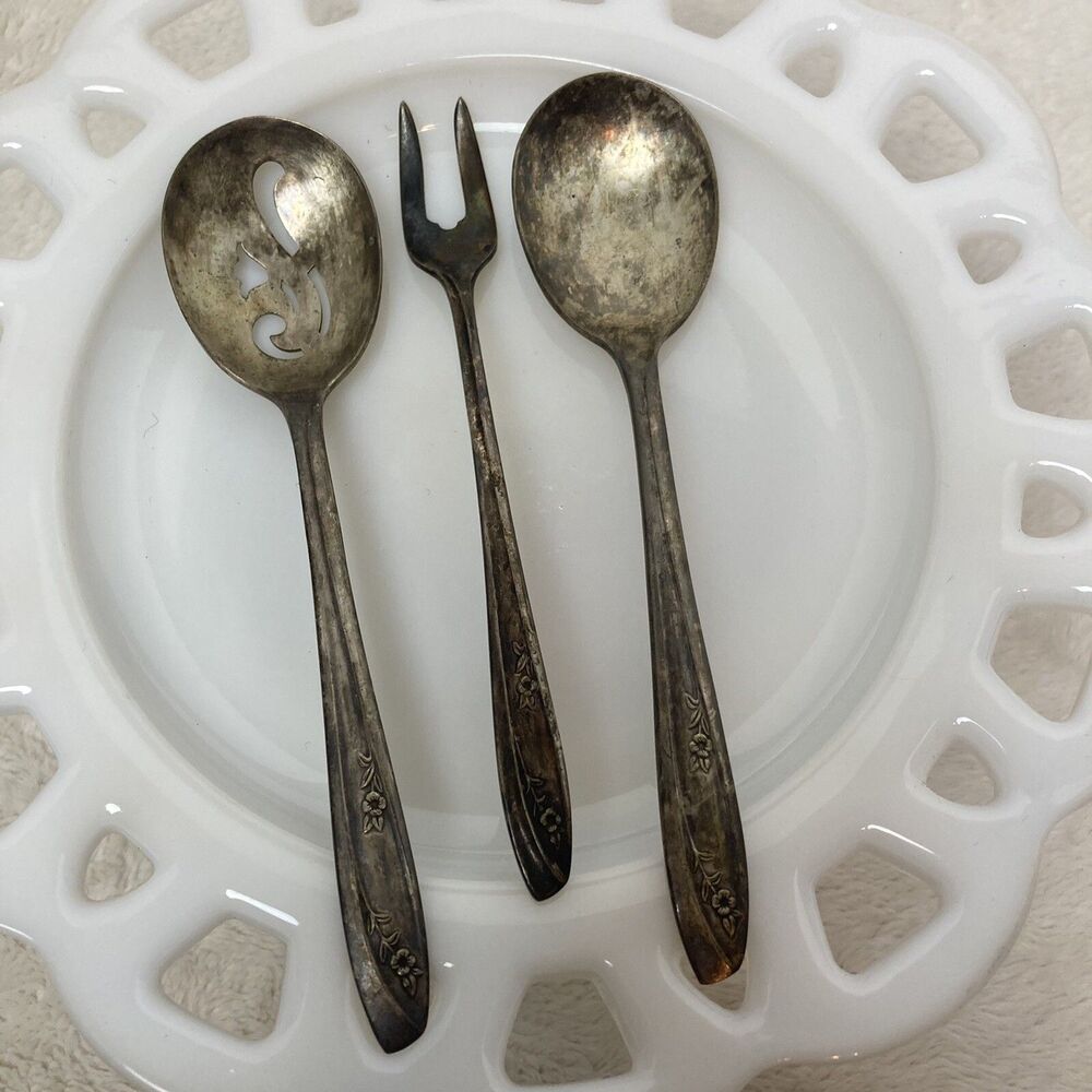 wm rogers silverplate flatware vintage small serving tools set